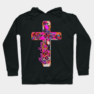 Pink Artistic Cross Hoodie